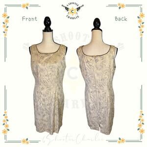 Amanda Smith Dresses Beige Floral Print Cotton Sheath Dress Women's Size 10